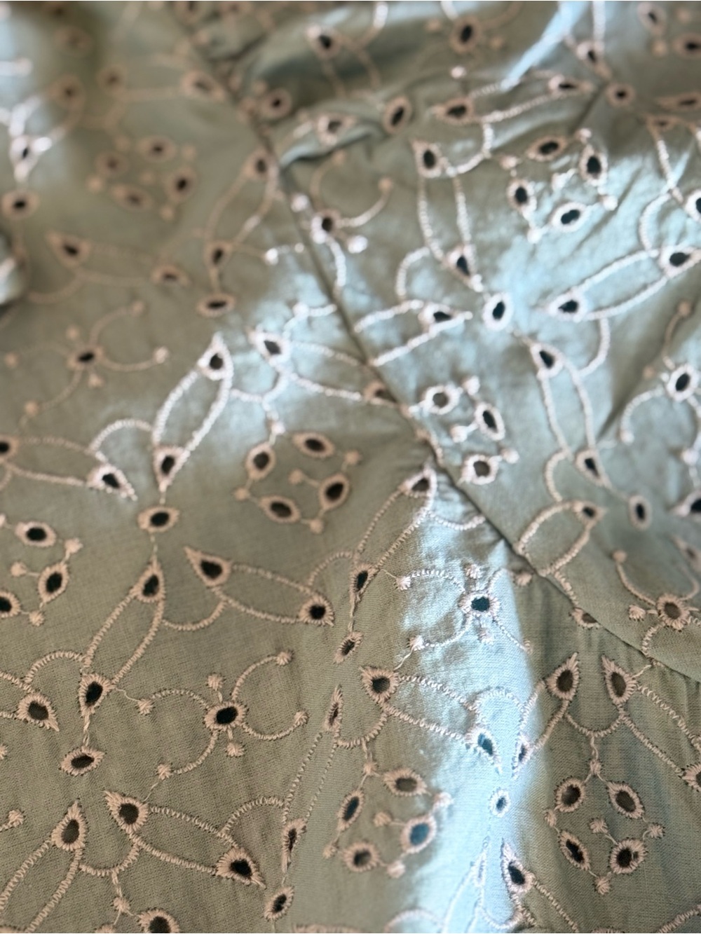 Light Blue Eyelet Shirt Mini Dress with Tie Waist - Picture 10 of 12